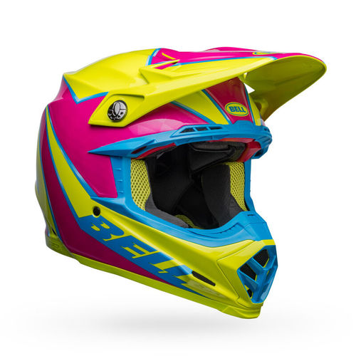  קסדה לאופנוע BELL MOTO 9S FLEX צהוב/ורוד/תכלת V2024