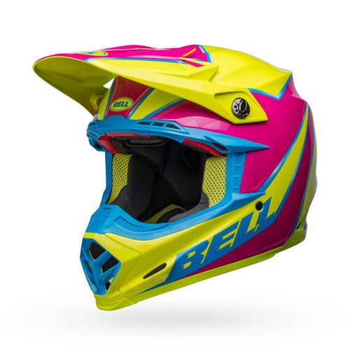  קסדה לאופנוע BELL MOTO 9S FLEX צהוב/ורוד/תכלת V2024