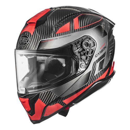 קסדת PREMIER HYPER CARBON TK2 שחור כסוף קרבון\אדום תקן חדש 22.06