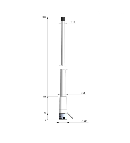 אנטנת פיבר לספינה כולל כבל 6 מ ללא תושבת AC ANTENNAS