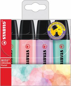 סט טושים להדגשה - ארבעה מרקרים צבעי פסטל