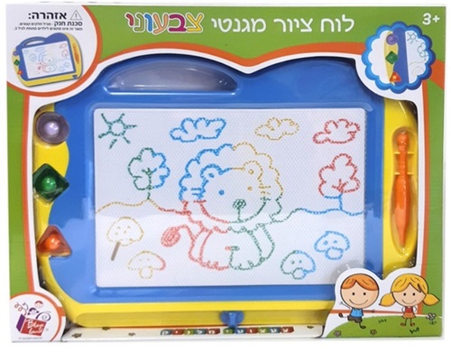 לוח ציור מגנטי צבעוני לילדים הכולל עט ו-3 חותמות מגנטיים