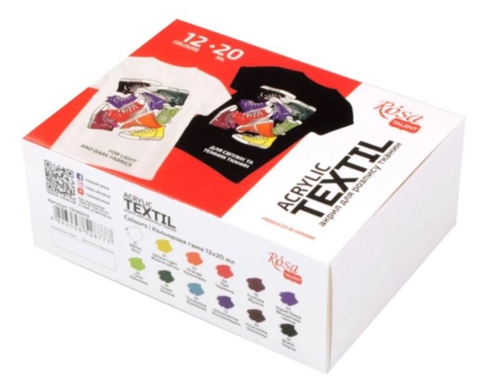 סט 12 צבעי בד ROSA TALENT ACRYLIC TEXTILE