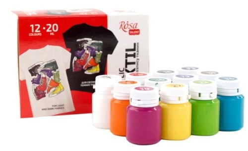 סט 12 צבעי בד ROSA TALENT ACRYLIC TEXTILE