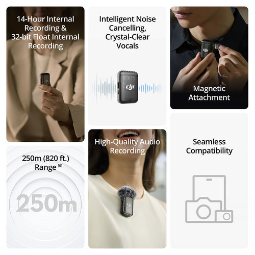 מיקרופון אלחוטי יחיד DJI Mic 2 Wireless Single (2.4 GHz) רשמי