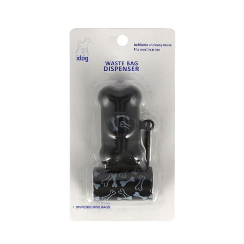 מתקן שקיות קקי עצם שחור איידוג בתוספת 2 שקיות iDOG