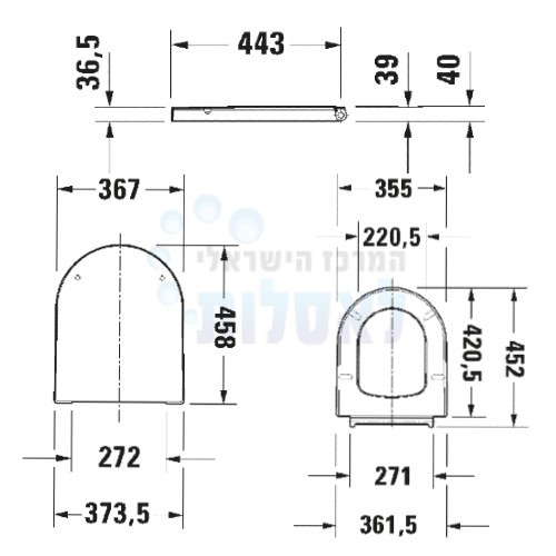 דורביט 002009 DURAVIT Me by Starck | מושב אסלה וכיסוי 0020090000 | לבן