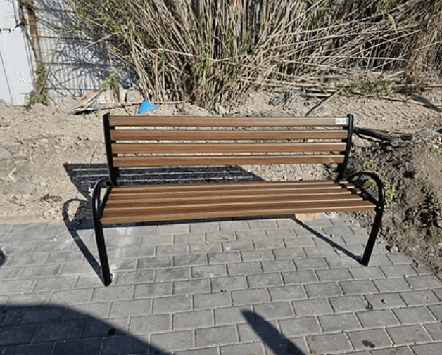 ספסל גינה אלומיניום דגם אורלי דמוי עץ