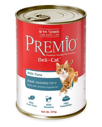 פרמיו שימור פטה לחתול דליקט טונה 375 גרם