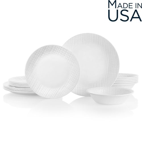 סט צלחות 12 חלקים לנין וויב קורנינג | Corning Ware Linen Weave