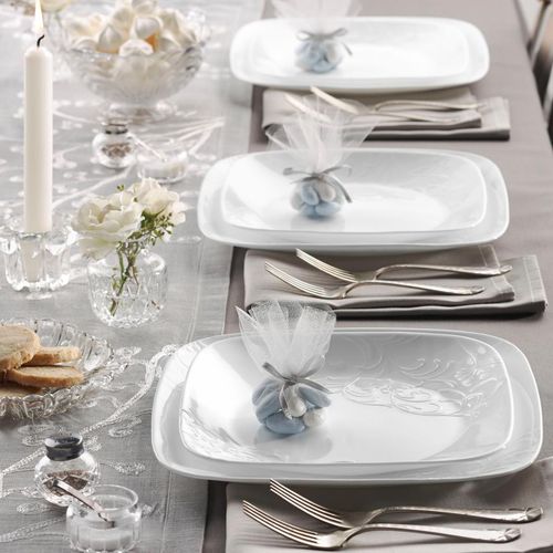 סט צלחות 16 חלקים מרובע  צ'ריש קורנינג | Corning Ware Cherish