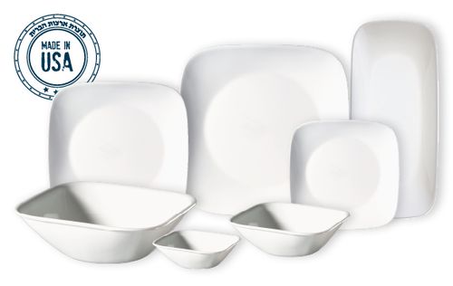סט צלחות 12 חלקים מרובע לבן פיור וויט | Corning Ware Pure White