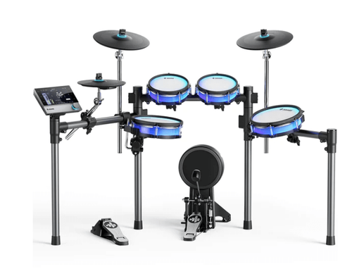 מערכת תופים אלקטרונית מרהיבה עם מסך טאץ' BACKBEAT ותאורת לדים מבית DONNER