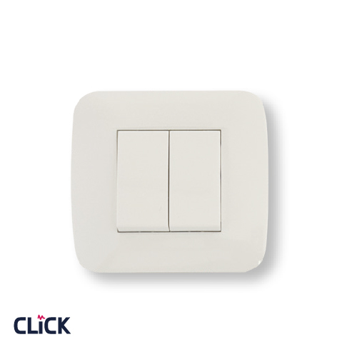 מפסק כפול  CLICK לקופסא עגולה (55) מתח/זרם 230/16A בצבע לבן FETAYA