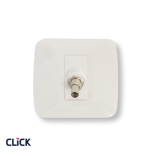 שקע TV-SAT CLICK לקופסא עגולה (55) מתח/זרם 230/16A בצבע לבן  FETAYA