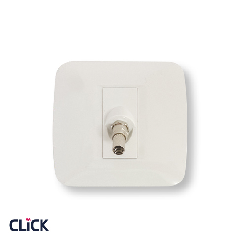 שקע TV-SAT CLICK לקופסא עגולה (55) מתח/זרם 230/16A בצבע לבן  FETAYA