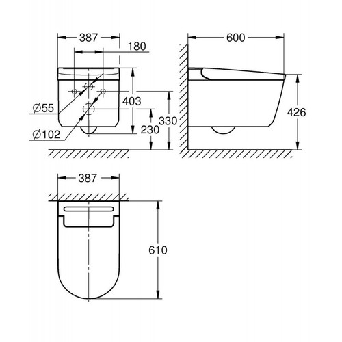 אסלה תלויה חכמה מבית GROHE דגם 36508SH0