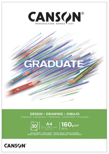בלוק נייר לעפרונות צבעוניים 160 גרם GRADUATE DRAWING A4 (מגוון גדלים)