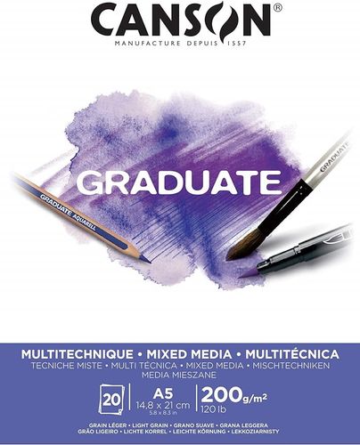 בלוק נייר מיקס מדיה 200 גר, סדרה GRADUATE (מגוון גדלים)