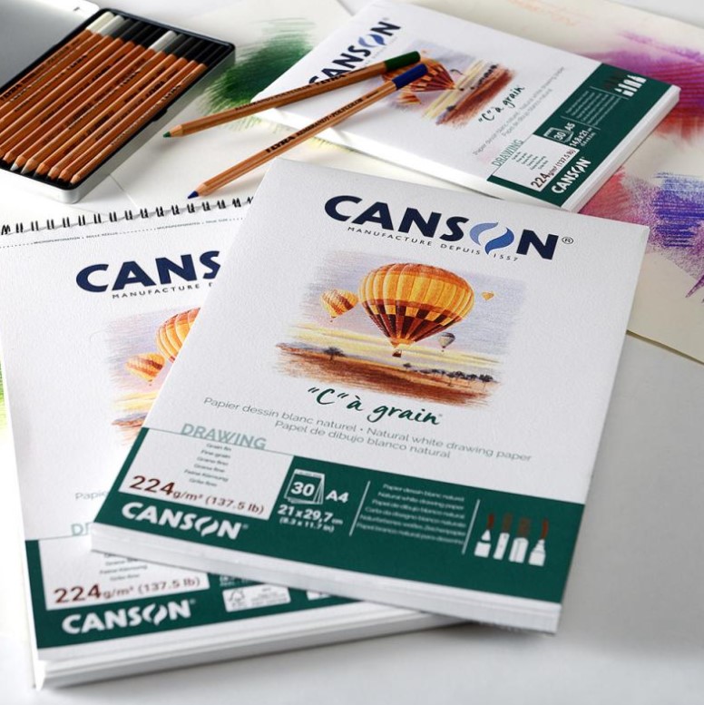 בלוק נייר רישום 224 גרם , סדרה CANSON C à grain (מגוון גדלים)