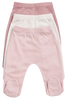 שלישיית מכנסי תינוק עם רגליות 100% כותנה 0-3 - ורוד/אופוויט/ורוד עתיק