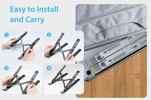 מעמד מתקפל למחשב נייד Portable Foldable Laptop Stand Aluminum Adjustable For Travel Cabletime