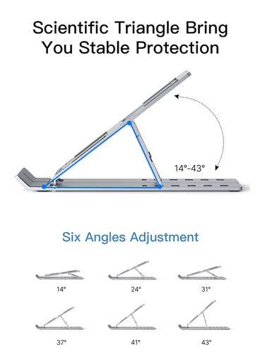 מעמד מתקפל למחשב נייד Portable Foldable Laptop Stand Aluminum Adjustable For Travel Cabletime
