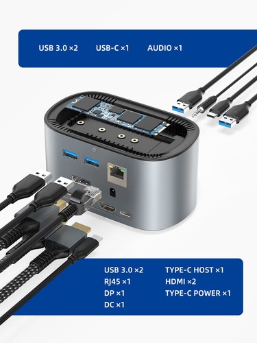 תחנת עגינה Cabletime 13In1 Triple Monitor USB C Docking Station With Power Delivery כולל מקום לחיבור SSD 
