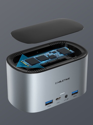 תחנת עגינה Cabletime 13In1 Triple Monitor USB C Docking Station With Power Delivery כולל מקום לחיבור SSD 
