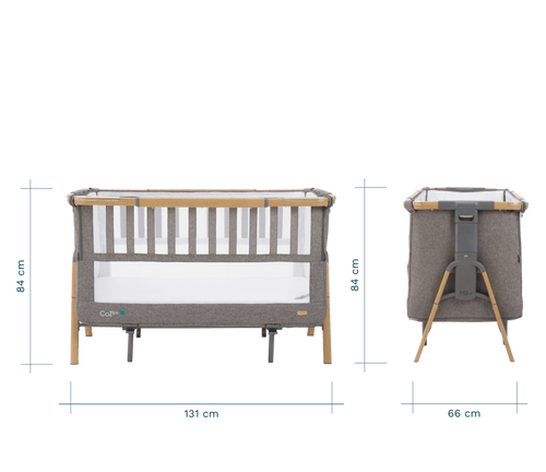 עריסה מתחברת שהופכת למיטת תינוק 2 ב- 1 CoZee XL אגוז סקנדינבי ואקרו