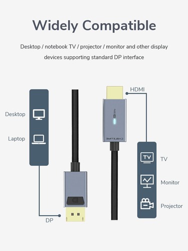 כבל  1.8 DP To HDMI Converter Cable 4K 30Hz