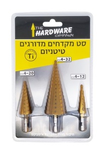  סט מקדחי HSS מדורג ציפוי טיטניום עם חיבור מהיר למברגה 3 יח