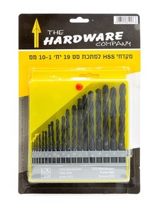  סט מקדחי HSS שחורים קנה ישר  19 יח