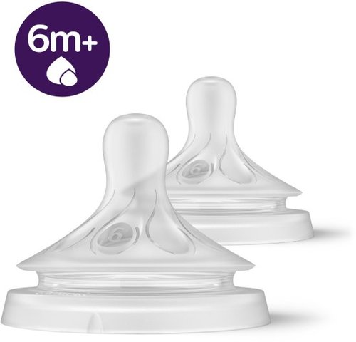 זוג פטמות האכלה לבקבוקי Avent Natural Response - גילאי 6+, זרימה שלב 6