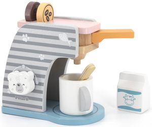 מכונת קפה/אספרסו מעץ מלא עם 3 קפסולות, ספל, כפית וקרטון חלב