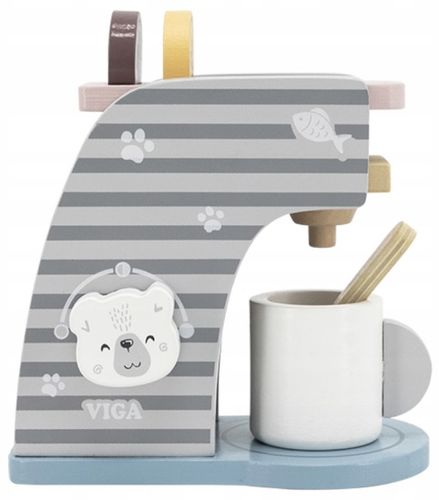 מכונת קפה/אספרסו מעץ מלא עם 3 קפסולות, ספל, כפית וקרטון חלב