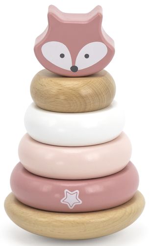 מגדל טבעות מעץ מלא 6 חלקים - שועל