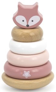 מגדל טבעות מעץ מלא 6 חלקים - שועל