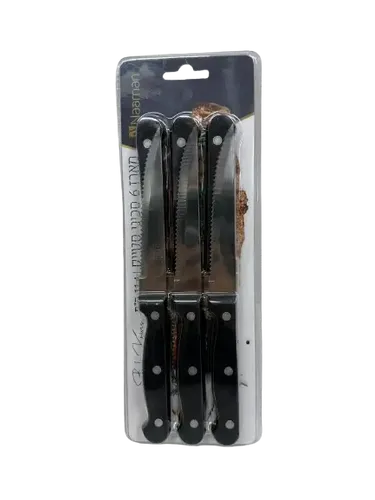 סט 6 סכינים סטייק ידית שחורה