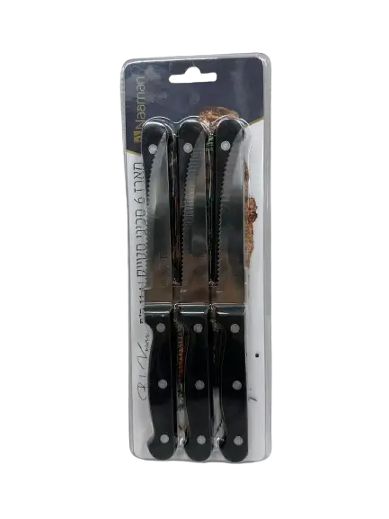 סט 6 סכינים סטייק ידית שחורה