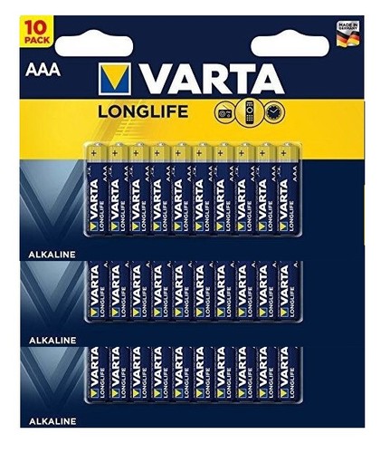 10 סוללות Varta Alkaline AAA LR03