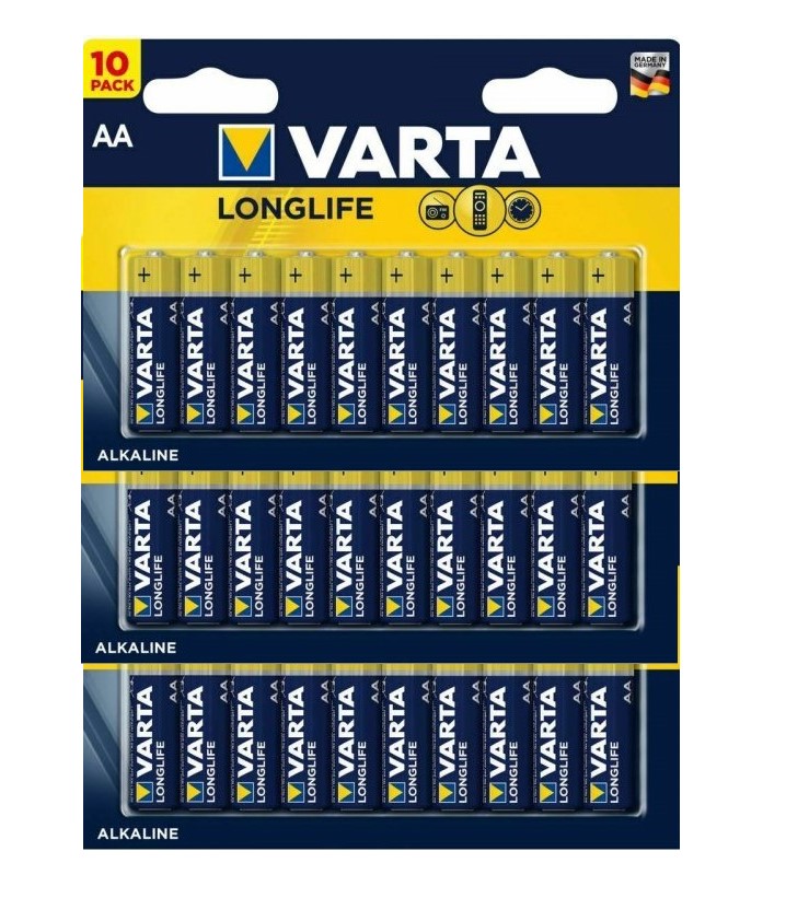 30 סוללות Varta Alkaline AA LR6