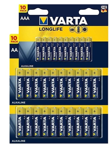 10 סוללות Varta Alkaline AAA LR03
