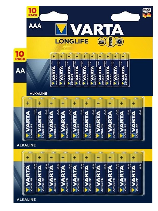 מארז 30 סוללות Varta Alkaline AA+AAA