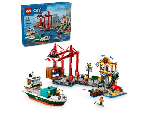 לגו סיטי - נמל סמוך לים עם אוניית משא   60422 LEGO
