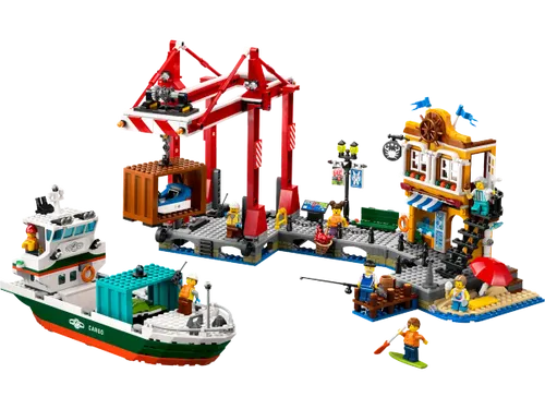 לגו סיטי - נמל סמוך לים עם אוניית משא   60422 LEGO