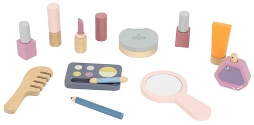 תיק איפור מעוצב עם 12 אביזרים מעץ מלא למשחקי דמיון