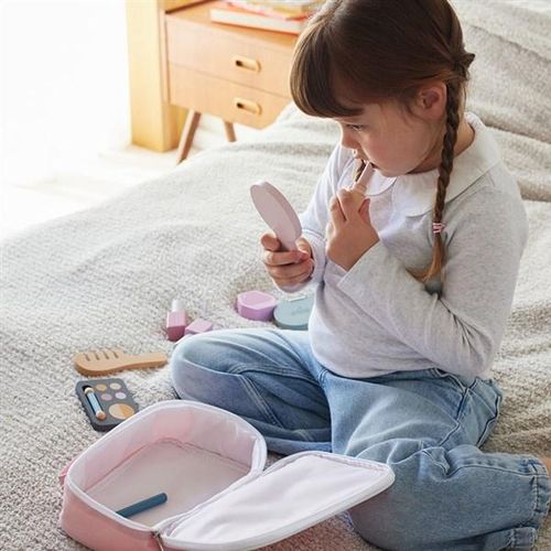 תיק איפור מעוצב עם 12 אביזרים מעץ מלא למשחקי דמיון