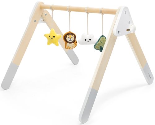 אוניברסיטה מתקפלת מעץ מלא עם 4 צעצועים תלויים