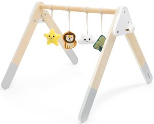 אוניברסיטה מתקפלת מעץ מלא עם 4 צעצועים תלויים